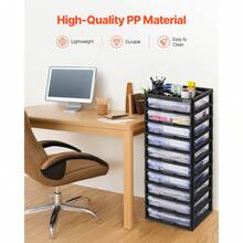 Plastic Storage Organizer, 6-Layer Or 10-Layer Large Capacity With Organizer Top, Black, PP Material Multi-Purpose Scrapbook Storage With 4 Removable Wheels Or No Wheels, Suitable For Office Essential Tools Crafts Supplies - 10 Layers, Without Boxes and Casters - View 4