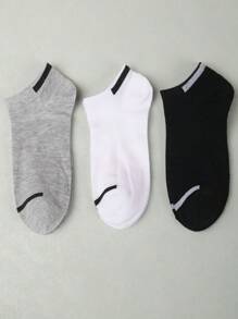 1/3/6 双女式黑白灰色横条纹短袜，时尚百搭，简约休闲低帮袜，吸湿排汗，适合所有季节和场合 - 彩色 - 查看 6