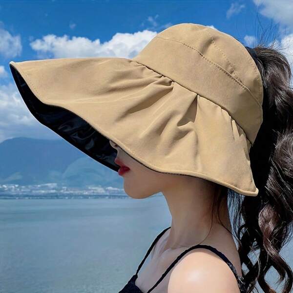 1PC Women's Hat Korean Version Outdoor Travel Sun Hat Foldable Uv Protection Sunscreen Fashionable Hat Bow
