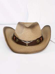 西式牛仔草帽 户外遮阳帽 广场舞牛头沙滩帽 软呢帽 - 牛頭 - 查看 2