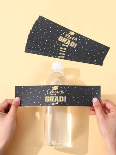 10/24 件黑金风格毕业派对装饰瓶贴纸，毕业装饰 2025 防水贴纸适用于毕业典礼派对瓶包装礼品贴纸，电脑电话和贴花派对装饰用品，毕业派对礼物