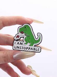 1 件 I AM UNSTOPPABLE 绿色恐龙胸针创意卡通动物徽章包包服装配饰赠送朋友日常珠宝配饰 - 綠色 - 查看 4