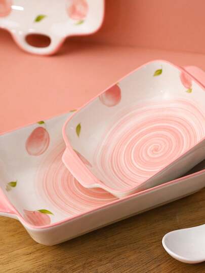1pc Ceramic Baking Bowl With Simple Style For Home & Restaurant Baked Rice School Supplies,Christmas Gift