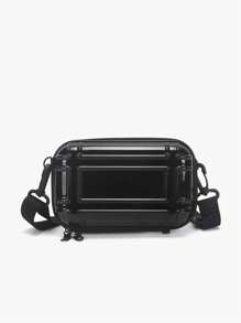 迷你手提箱单肩包硬壳斜挎包，轻便适合学校大学生旅行，PVC防水，夏季小方包，简约风格休闲街头装，适合男士男孩礼物