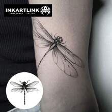 INKARTLINK Revolutionary Tattoo Technology, Semi-Permanent Tattoo, Dragonfly, Heart Tattoo, Temporary Tattoo, Waterproof, Authentic Tattoo Appearance, Botanical Tattoo, Hand Tattoo - Black - View 3