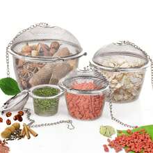 1pc Tea Coffee Stew Spice Soup Herbal Sieve Infuser Reusable Stainless Steel Seasoning Bag Ball Kitchen Filter Sachet With Chain Back To School