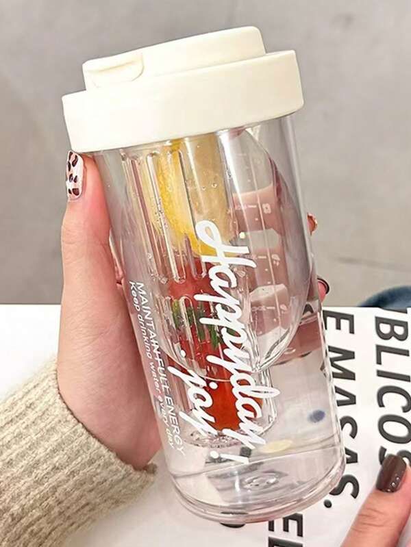 1pc 600ml High-Quality Heatproof Tumbler With Straw, Dual-Drink Design, Large Capacity Portable, Minimalist Flower Tea Cup For Spring/Summer, Includes Cleaning Kit, Strainer, Suitable For Office, School, Travel, Outdoor Sports Sports Bottle, Water Bottle For Outdoor