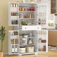 VOWNER Mueble de cocina VOWNER con 12 estantes en la puerta y 4 cajones, aparador, aparador, mueble alto de cocina con estantes regulables, 183x76x40cm