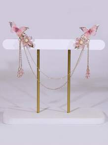 1/2/4 件中国风流苏蝴蝶花发饰套装、发夹、发夹爪夹、学校用品、度假装女士