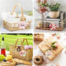 12/24 Pcs DIY Wooden Floral Decor Pieces - Colorful Spring Decorative Cutouts With Ropes, Suitable For Hanging, Floral Decor, Wooden Floral Cutouts, Florals