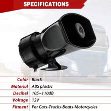 100W 12V 7 Sound Loud Car Alarm P-Olice Fire Horn Siren PA Speaker MIC System Kit - Black - View 11