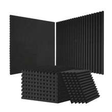 Acoustic Foam Panels 52 Pack 1 Inch Soundproofing For Studio Walls And Ceilings - Black - View 2