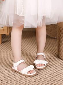 Kids Casual Versatile Simple Decorative Flat Sandals - White - View 1