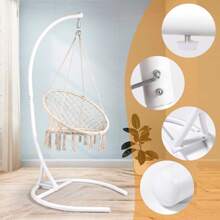 Soporte para hamaca, soporte blanco en forma de C para silla colgante tipo huevo o columpio, solo para interior y exterior, resistente, capacidad de peso de 150 kg - Blanco - Ver 4