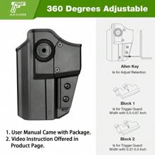 Gun Flower Universal OWB Holster For Canik/FN/Walther/Browning/S&W/Sarsilmaz/Sig/Girsan/Stoeger/Bersa / 1911, Fits More Than 100 Pistols, Index Finger Release System, Adj Retention, Right/Left Hand, Black/Tan Right Hand - Đen-phải - Xem 4