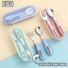 2pcs Personalized Cutlery Set, Custom Spoon- Custom Name Engraved Spoon Fork Set - Stainless Steel Cutlery Set, Stainless Steel Table Forks, For Anniversaries, For Valentine's Day, For Mother's Day, For Birthdays, For Children's Day, For Father's Day, For Graduation, For Weddings, For Housewarming Dining Room, Kitchen, Office, School