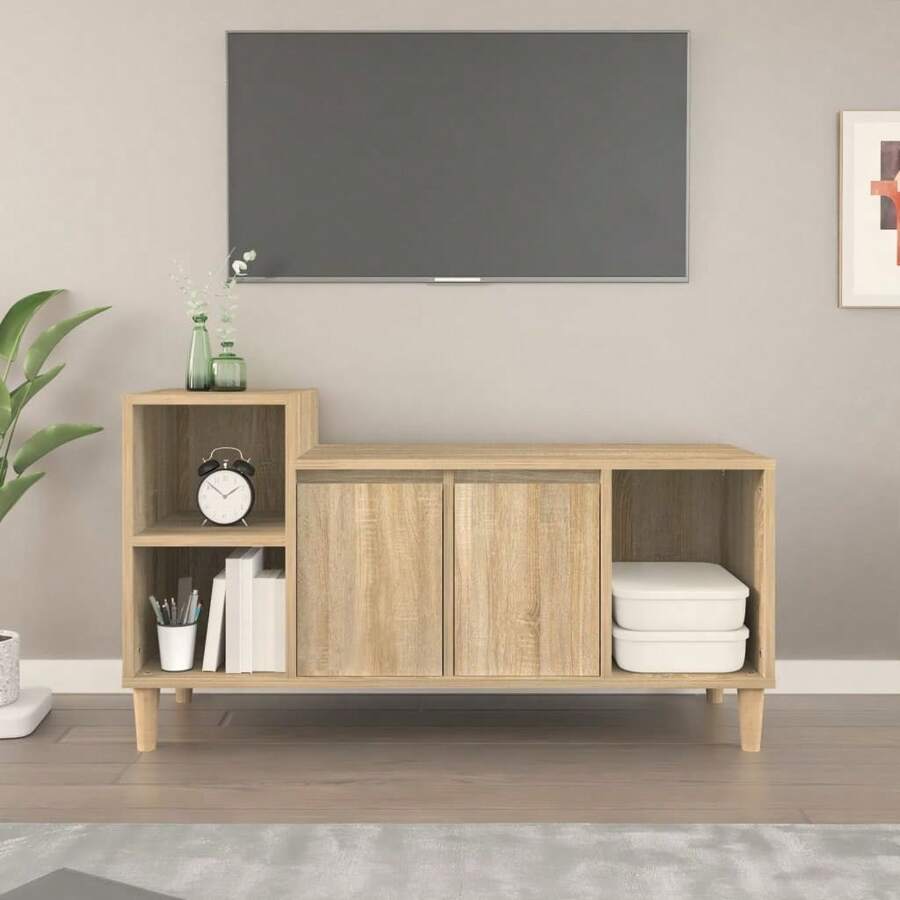 vidaXL Mobile per TV Rovere Sonoma 100x35x55 cm Legno Multistrato - Castano - Visualizzare 1