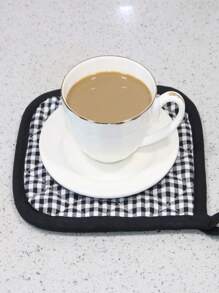 4pcs Plaid Cotton Insulation Heat Resistant Mat, Christmas Trivet Set Suitable For Kitchen Hot Pot Rack, Oven Pads For Cooking, Baking, Black Color