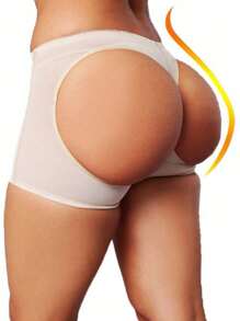 Women Hip Shape Wear Tummy Control Butt Lifter Panties, Hollow Body-Shaper High Waist Shapewear, Slimmer Boyshort Underwear - 米色 - 查看 1