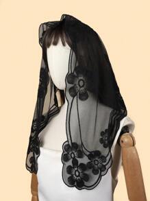 1pc Paisley Pattern Casual Polyester Embroidered Lace Mesh White Bride Veil, Suitable For All Seasons For Dress - Multicolor - View 5