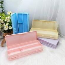 2pcs Multi-Color Translucent Matte Storage Box Multi-Function Double-Sided Macaron Plastic Box Suitable For Storing Jewelry, Pens, Erasers