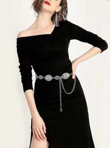 Women's Western Metal Conch Belt Cowboy Dress Chain Belt Cowboy Country Concert Clothing Accessories Waist Chain Fall, Autumn, Halloween