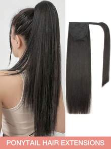 Extensiones de cabello humano con cola de caballo, extensiones de cabello con clips para uso diario, fácil de usar, extensión de cola de caballo de color natural para mujeres, larga y recta