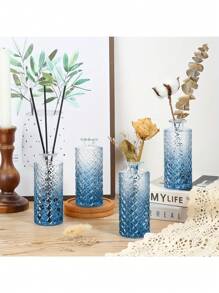 12 件蓝色玻璃花瓶小钻石花瓶中心装饰迷你花瓶桌面装饰中心装饰婚礼、派对、生日招待会家居、乔迁礼物