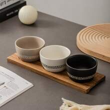 [Bộ 3 món + Khay đựng hạt óc chó] Bát ăn nhẹ bằng gốm sứ tối giản Nhật Bản - Đĩa đựng hạt chống trượt/Bát tráng miệng trà chiều/Bát đựng salad trái cây, Màu Morandi, Có thể xếp chồng, An toàn với lò vi sóng và máy rửa chén, Bộ đồ ăn cho các buổi họp mặt gia đình - Nhiều màu - Xem 3