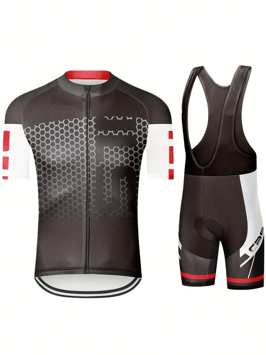 2 件夏季男士骑行服套装，BIB 短袖拉链骑行服 + 拼色短裤，带 9D 加垫骑行装备