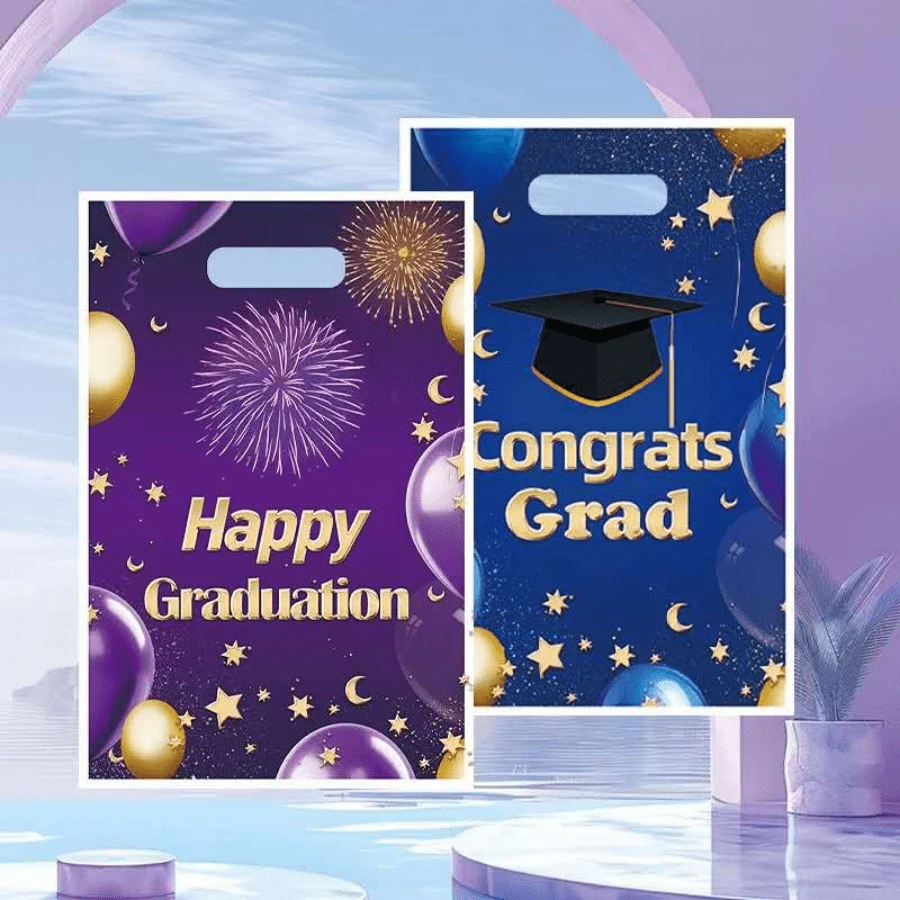 Two Mixed Party Gift Bags, Graduation Season Return Gift Plastic Bags - Multicolor - View 1