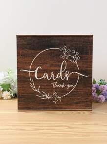 1 pieza Caja de tarjetas de boda de madera rústica con ranuras, adecuada para contener invitaciones de boda, regalos y efectivo, también aplicable para baby shower, despedida de soltera, ceremonia de graduación, suministros para fiestas de boda y decoraciones de boda - Multicolor - Ver 6