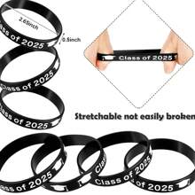 12/24/36 Pcs Class Of 2025 Silicone Wristbands Graduation Rubber Bracelets Black Graduation Wristbands For Elder Graduating In College University Graduation Party Supply - Black and White - View 3