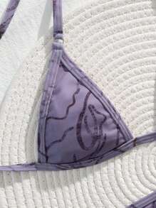 Bikini separado de microfibra sexy con estampado de teñido anudado aleatorio para playa y vacaciones