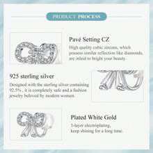 bamoer 1 件单色 925 纯银蝴蝶结耳夹 适合女士少女 个性方晶锆石镀铂金优雅耳夹