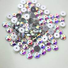 Gemas redondas de repuesto planas para coser con taladro central para cristales rhinestones -tamaños 4/5/6mm (0,157/0,197/0,236 pulgadas) color blanco y blanco AB brillante, para ropa, arte de uñas, manualidades, bodas, Día de la Madre, abaya, hiyab y decoración - 1440 piezas/bolsa
