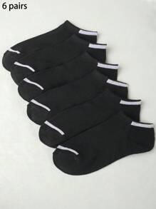 1/3/6 双女式黑白灰色横条纹短袜，时尚百搭，简约休闲低帮袜，吸湿排汗，适合所有季节和场合 - 彩色 - 查看 11
