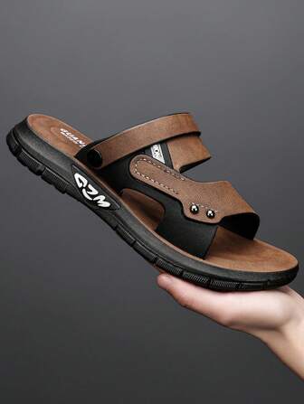 男士夏季百搭休闲透气宽松款式防滑防水柔软舒适沙滩拖鞋