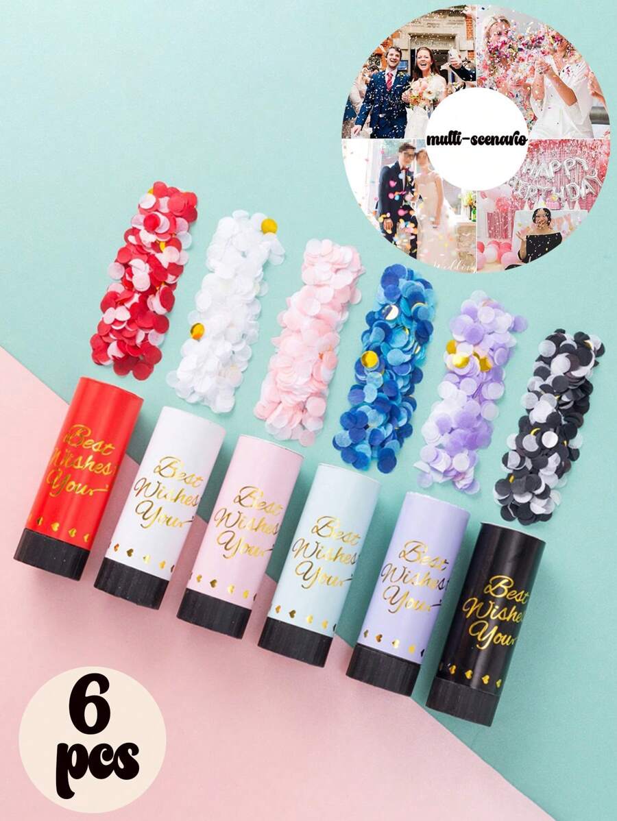 6件/1件多色手持礼品管 气氛喷雾管 酒吧气氛道具 派对道具 庆祝祝贺礼品 适合室内外使用 适用于派对聚会、婚礼、毕业典礼和庆典