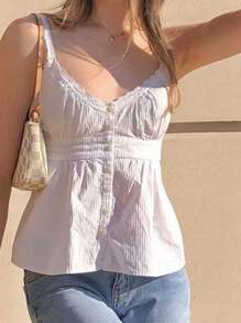 Women's Y2K Summer Cami Tops Fairy Grunge Camisole Contrast Ruffle Hem Off Shoulder Spaghetti Strap Crop Tank Tops Going Out Shirt Tops  For Teen Girls Aesthetic Clothes - 白色 - 查看 2