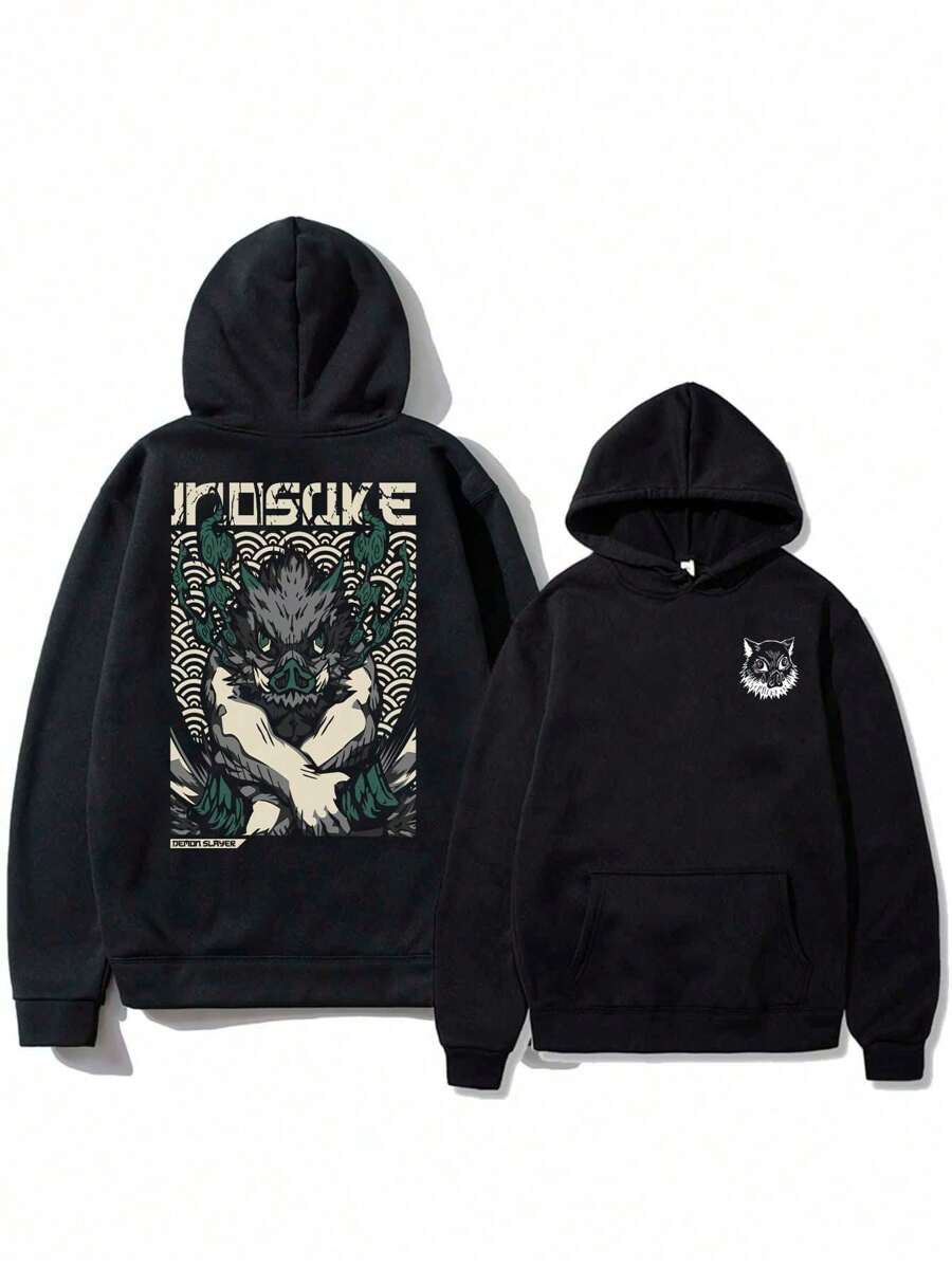 Inosuke Swordsman Sweatshirt Cold Weather Streetwear New Arrival Warm Cotton Coat Flannel Sweatshirt - Immediate Shipping
