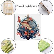 1 Piece Home Decor Wall Framed Canvas Fish Pattern Home Decor Framed Canvas Wall Art Paintings For Living Room - Canvas Framed Print Wall Artworks Bedroom Decoration Office Wall Decor