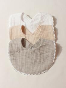 Conjunto de 3 baberos/pañuelos para babear de algodón 100% de gasa de color caramelo lindos para bebé, adecuados para uso diario