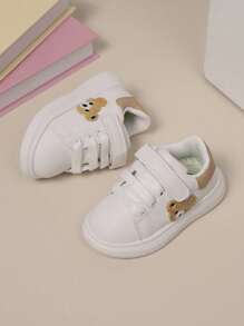 1 Pair Children Lightweight Comfortable Low-Top Casual Sports Shoes With Bear Decor, Suitable For Students Everyday Sports And Traveling, All Season - Apricot - View 6