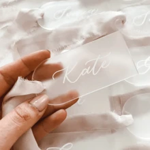 20pcs Blank Acrylic Wedding Place Cards Hanging Tags Frosted Acrylic Arch-Shaped Blank Place Cards With Ribbon For DIY Projects And Gift Tags