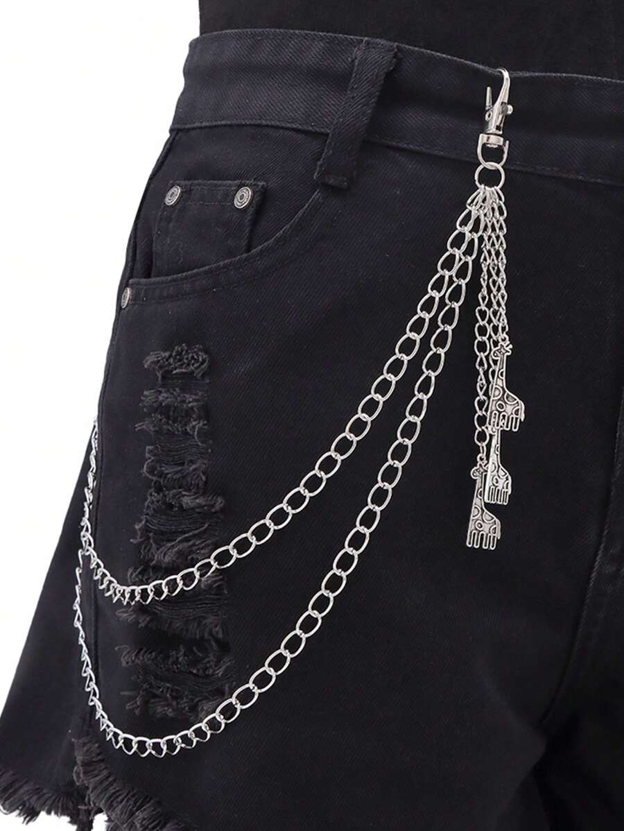 1pc Fashionable Giraffe Pendant Pants Chain, Versatile Hip-Hop Style Pants Chain For Men, Suitable For Teens, Casual Outdoor, Athletic, Vacation, Travel, Graduation Gifts, Birthday, Daily Wear