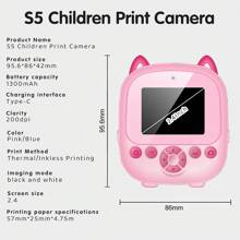GerTong Instant Print Camera,Screen Camera And Cute Cartoon Outdoor Photography Mini Digital Camera Printer With HD Cartoon Photo Thermal Inkless Printer Mini Camera Birthday Gift Box Holiday Gift - Pink - View 4