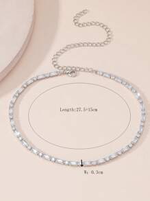 1pc Women's Flower-Shaped Double-Layer Zirconia Crystal Necklace, Fashionable Formal Dress Accessory - Silver - View 2