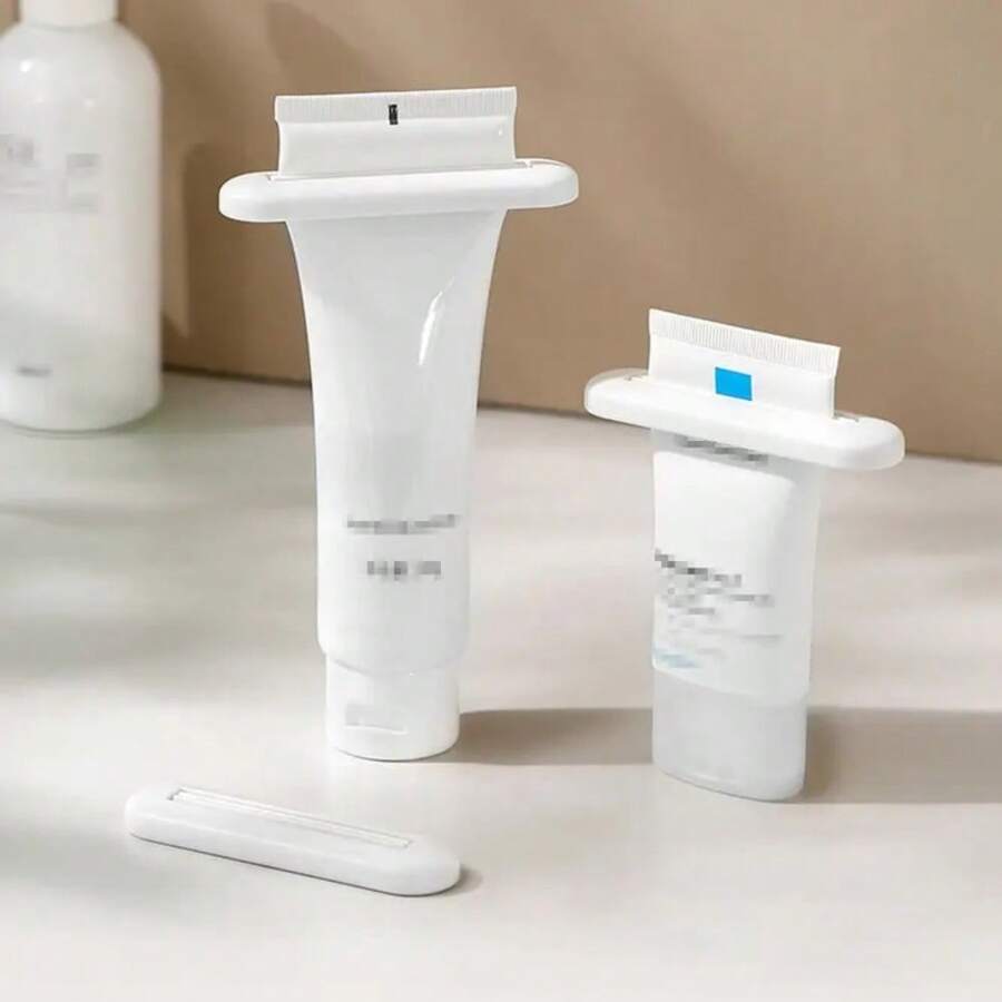 2 piezas Exprimidor manual de pasta de dientes, dispensador de pasta de dientes multifuncional, aplicable para accesorios de baño, ligero, sin necesidad de electricidad, con bomba de limpieza facial, decoración de otoño para el hogar y baño, de vuelta a la escuela - Multicolor - Ver 1