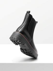 Women's Chelsea Ankle Boots Fashion Low Heel Lug Sole Platform Fall Booties Shoes - Black-pU - View 9